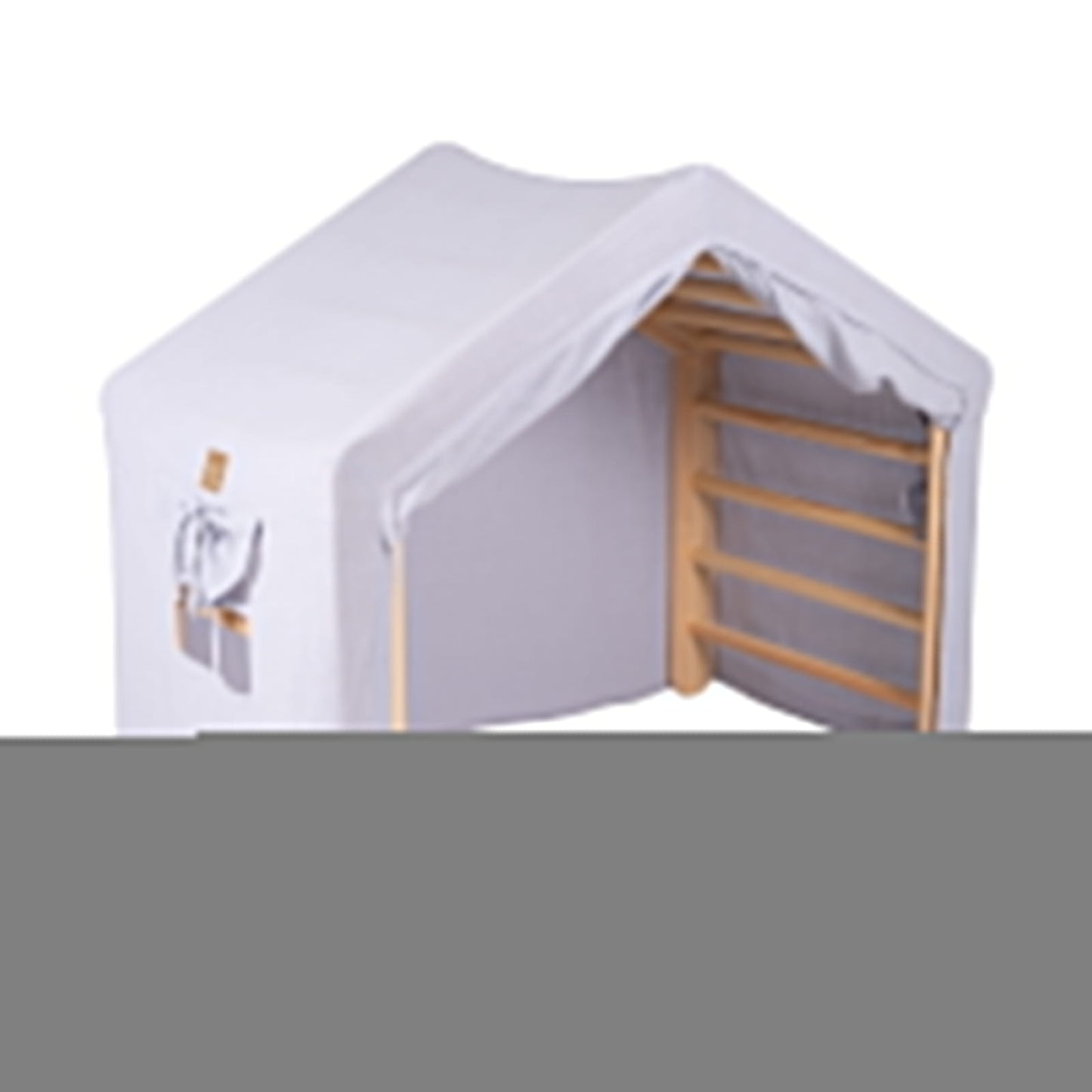 Large Natural Wood Ladder House With a Blue-Grey Cover
