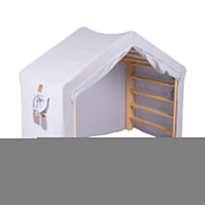 Large Natural Wood Ladder House With a Blue-Grey Cover